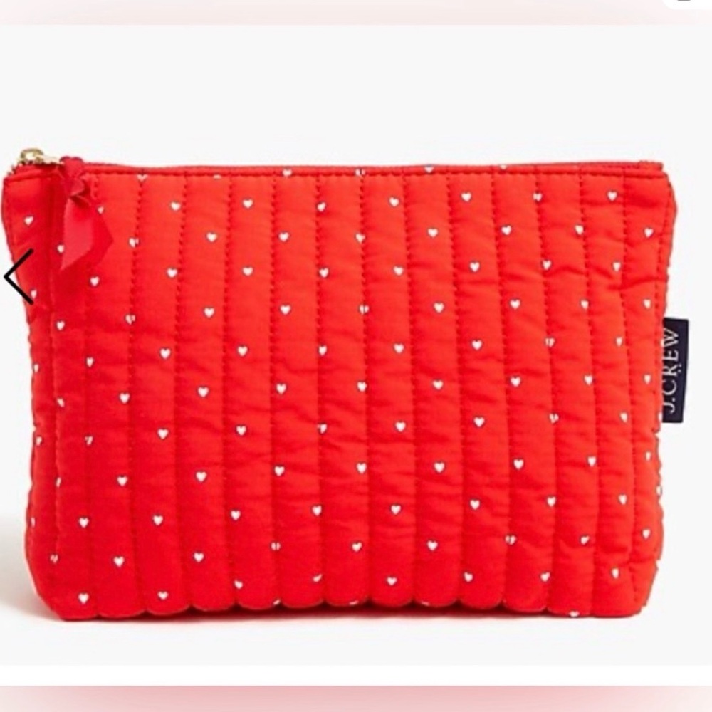 J. Crew Red Quilted Cosmetic Bag